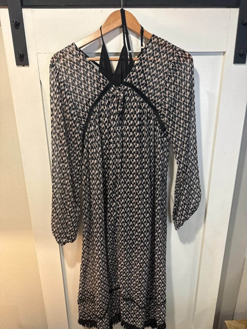 À La Plage Geometric Print Halter Maxi Dress with Tassel Hem – Size Medium